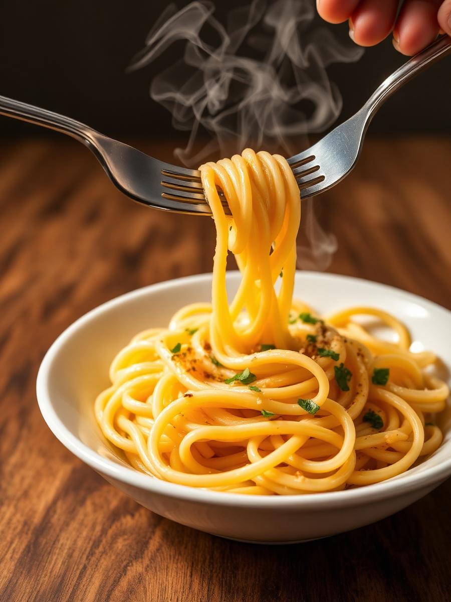 Fresh pasta being twirled