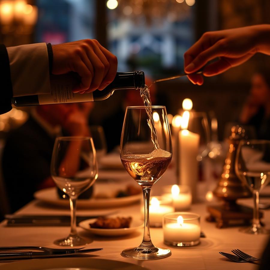 Wine pouring at dinner